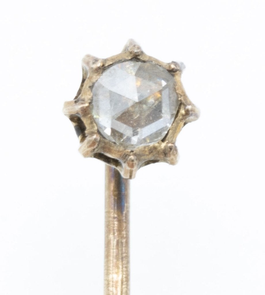 Diamant speld circa 1880 14k goud, Sieraden, Tassen en Uiterlijk, Ophalen, Goud, Broche, Met edelsteen