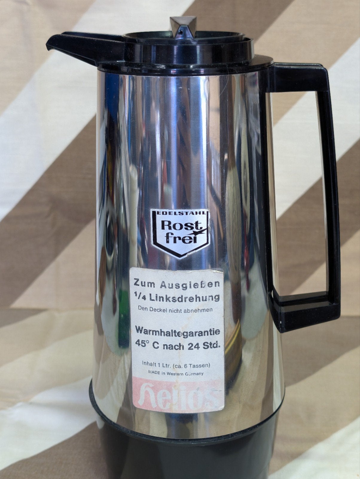 Vintage Helios Thermoskan - 1 Liter - RVS, Ophalen of Verzenden, Zo goed als nieuw, Metaal