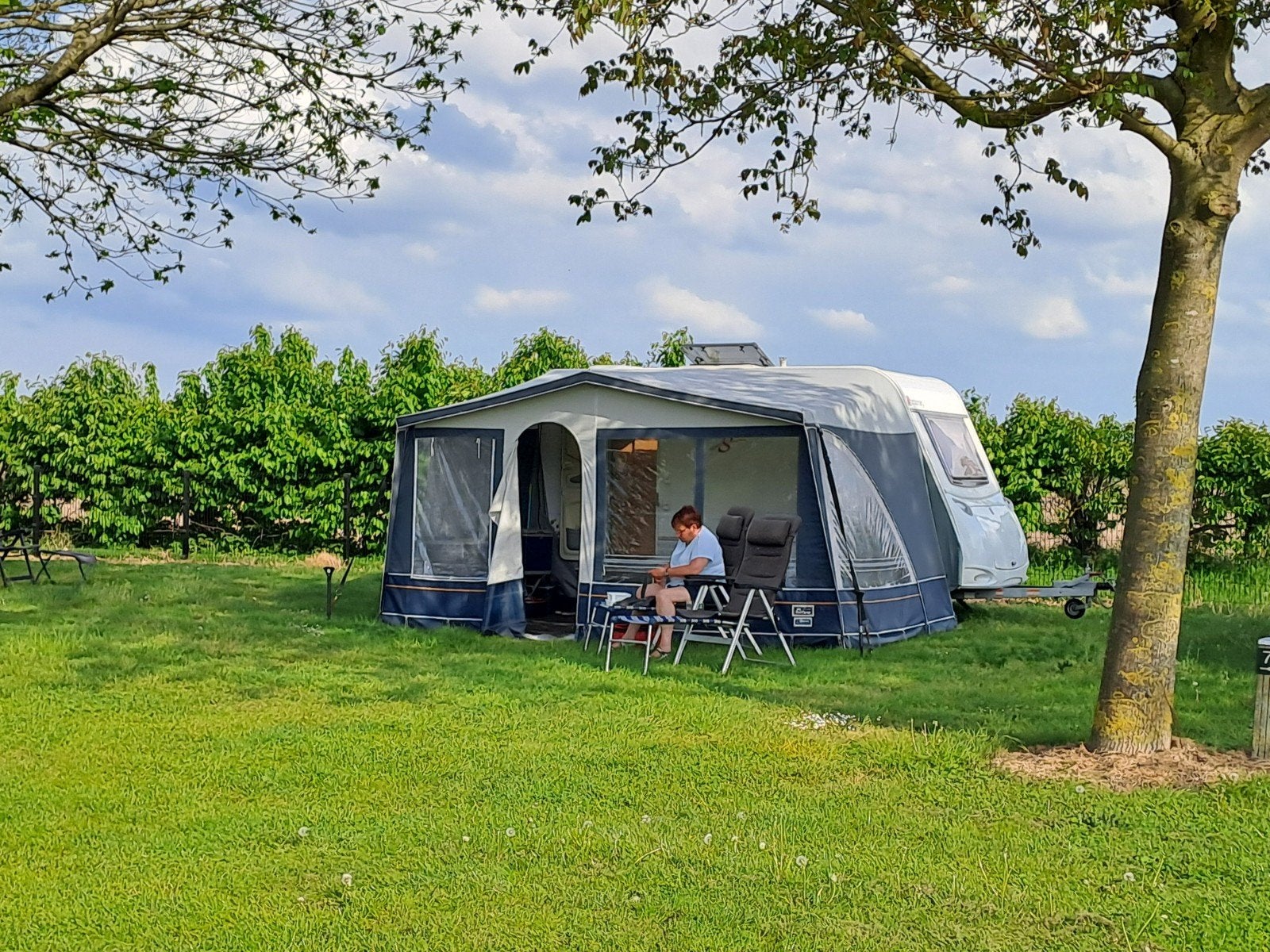 voortent blauw grijs omloopmaat 9.   8.5 m 8.75 m, Ophalen, Gebruikt, Ten Cate All Season 240g/m2
