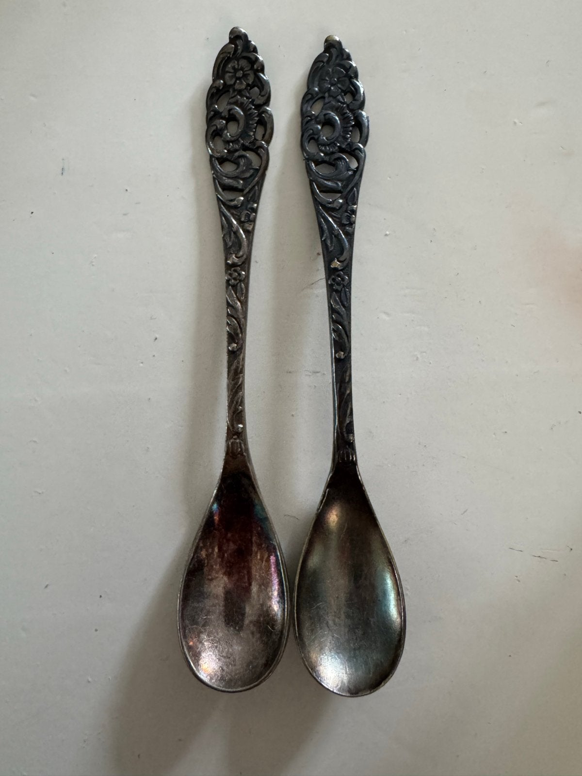 Set van 2 antieke Sola 90 verzilverde theelepels, Antiek en Kunst, Antiek | Bestek, Ophalen of Verzenden