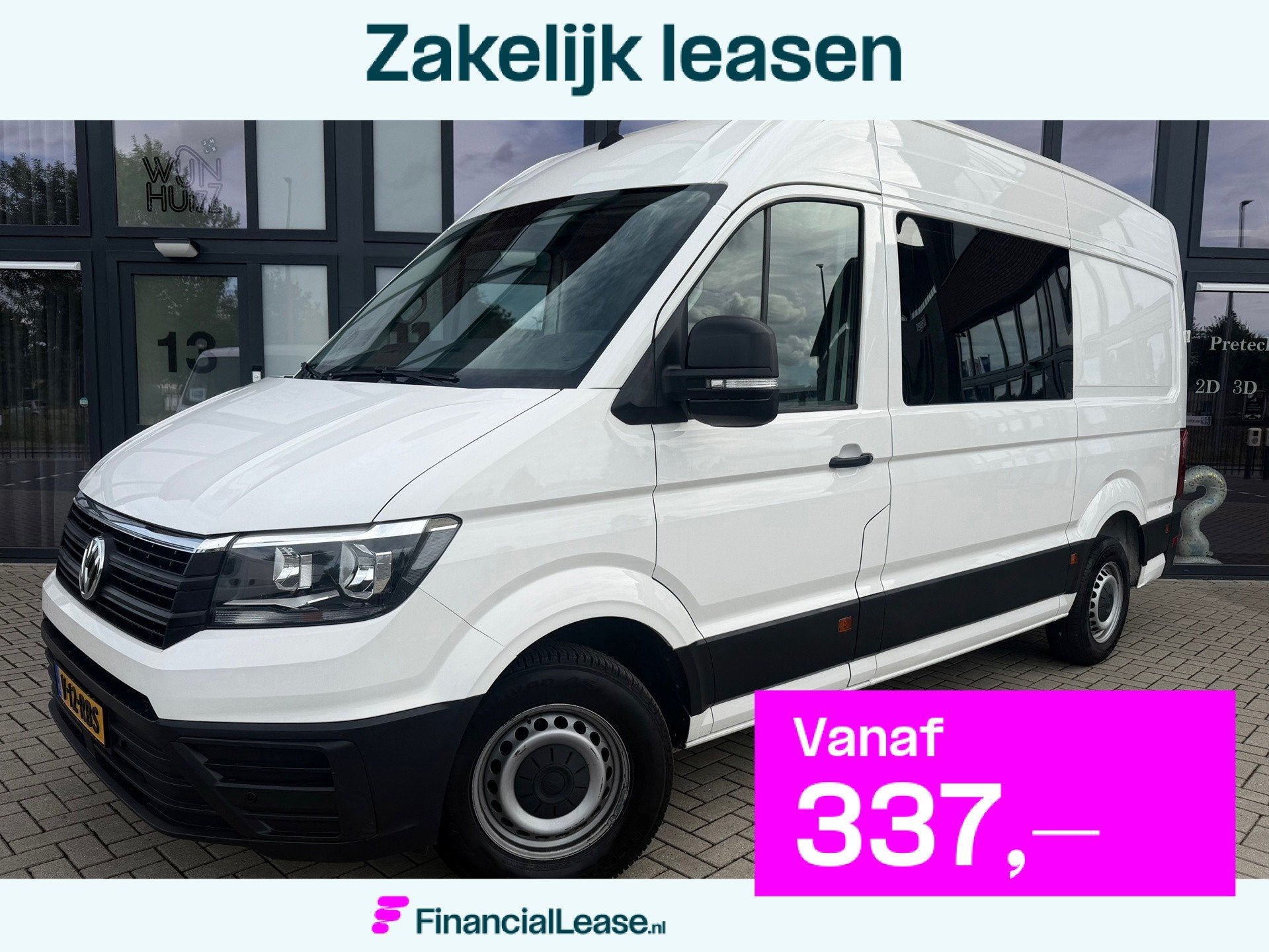 Volkswagen Crafter 35 2.0 TDI L3H3,Dubbel cabine 7 persoons,, Dealer onderhouden, Stof, Gebruikt, Zwart