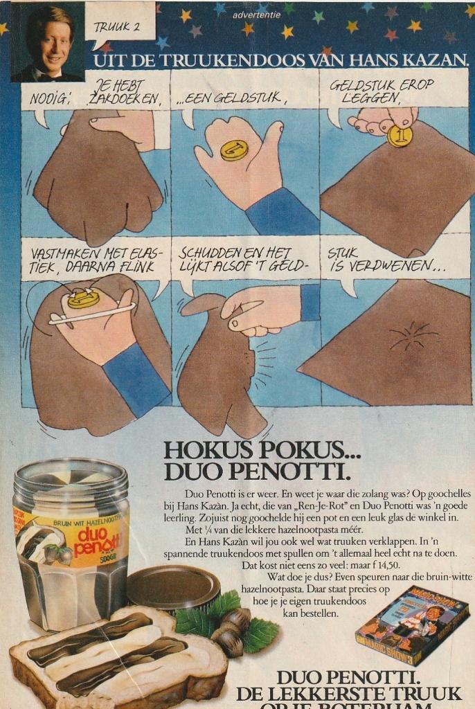 Retro reclame 1982 Duo Penotti truukendoos Hans Kazan, Verzenden, Overige typen