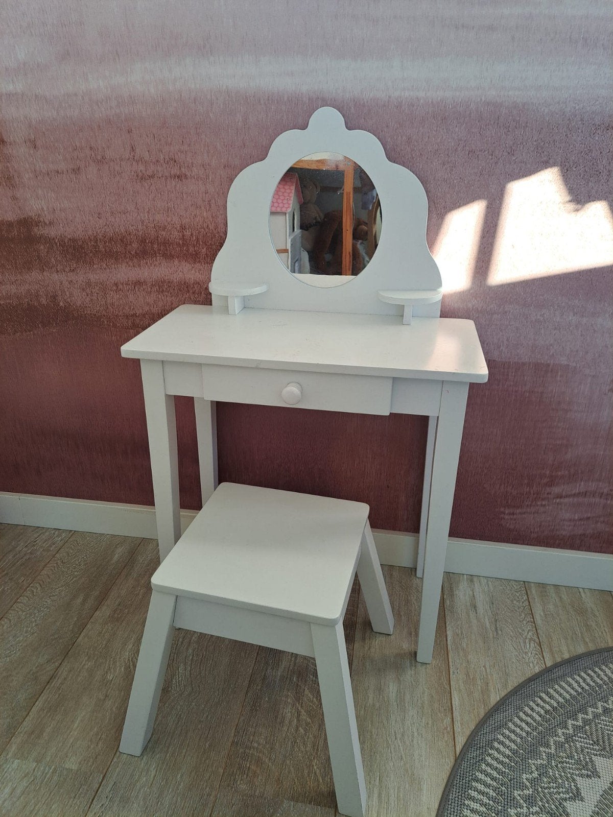Wit make-up tafeltje met krukje, Ophalen, Minder dan 50 cm, Gebruikt, Modern, Speels