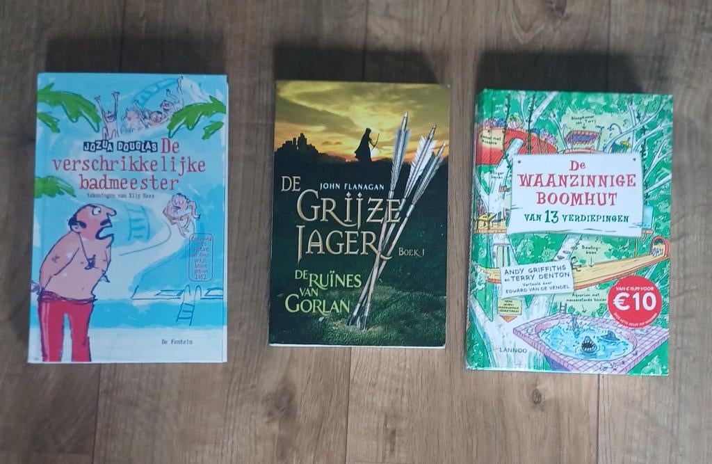 3 Kinderboeken De verschrikkelijke badmeester, De Grijze Ja, Ophalen of Verzenden, Gelezen, Jozua Douglas, John Flanagan, Andy Griffiths & Terry Denton