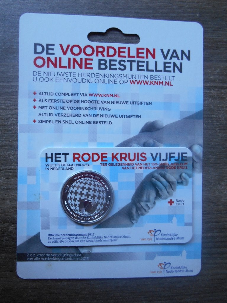 Rode Kruis Vijfje 2017 Coincard XL UNC LEZEN, Ophalen of Verzenden, Overige landen, 5 euro