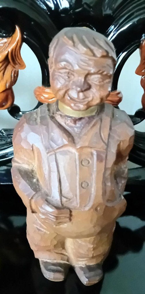 Houten boer is een fles en het hoofd dient als stop, Ophalen of Verzenden, Hout, Houtsnijwerk, Man