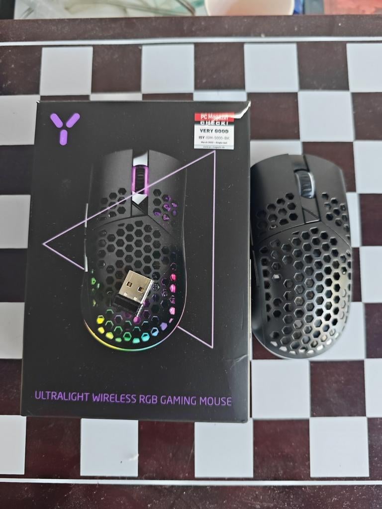 ISY IGM-5000-BK Ultralight Draadloze RGB Gaming Muis, Muis, Ophalen of Verzenden, Zo goed als nieuw, Draadloos