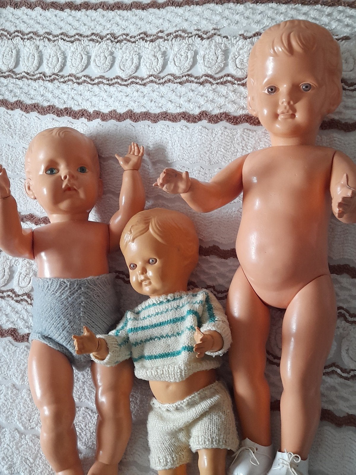 Vintage Babypoppen - Set van 3 wildebras poppen, Kinderen en Baby's, Ophalen of Verzenden, Gebruikt, Babypop