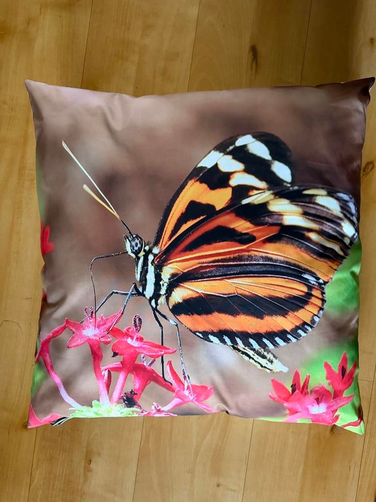 Groot vlinder kussen voor buiten, Ophalen of Verzenden, Nieuw, Vierkant