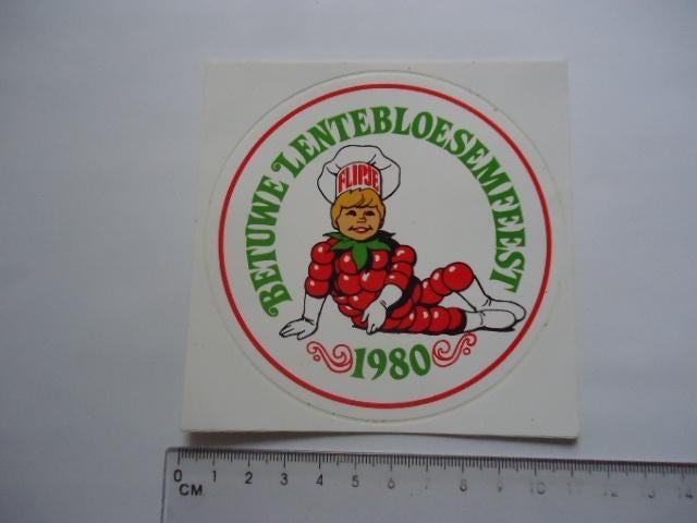sticker oud 1980 FLIPJE tiel strip betuwe retro, Verzamelen, Stickers, Zo goed als nieuw, Bedrijf of Vereniging, Verzenden