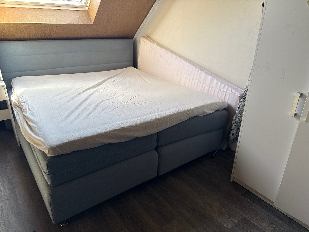Boxspring, Huis en Inrichting, Slaapkamer | Boxsprings, Ophalen, Gebruikt, Blauw, Tweepersoons