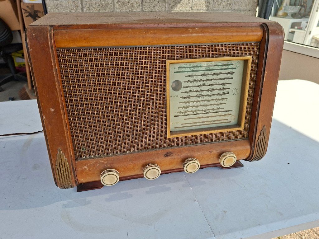 antieke vintage wereld radio met buizen sbr, Antiek en Kunst, Ophalen