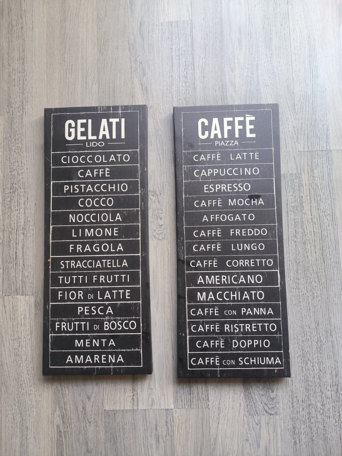 Ikea wanddecoratie: Gelati en Caffè borden, Gebruikt, Ophalen of Verzenden, Wandbord of Wandpaneel, Met ophangsysteem