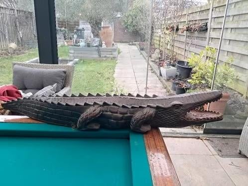Mooi houten beeld van nijlkrokodil,95 cm lang, Ophalen