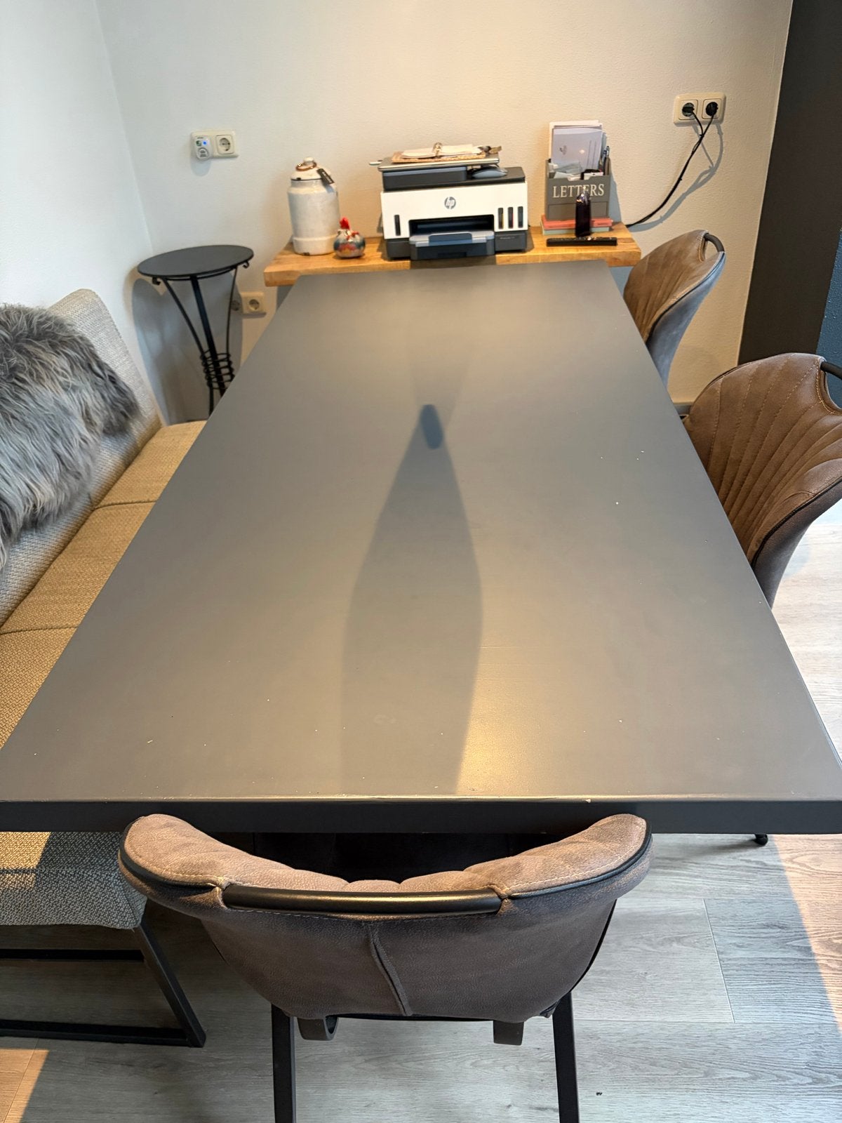 Betonnen tafelblad 200x90 met stalen matrix onderstel, Ophalen, Overige materialen, Gebruikt, 50 tot 100 cm