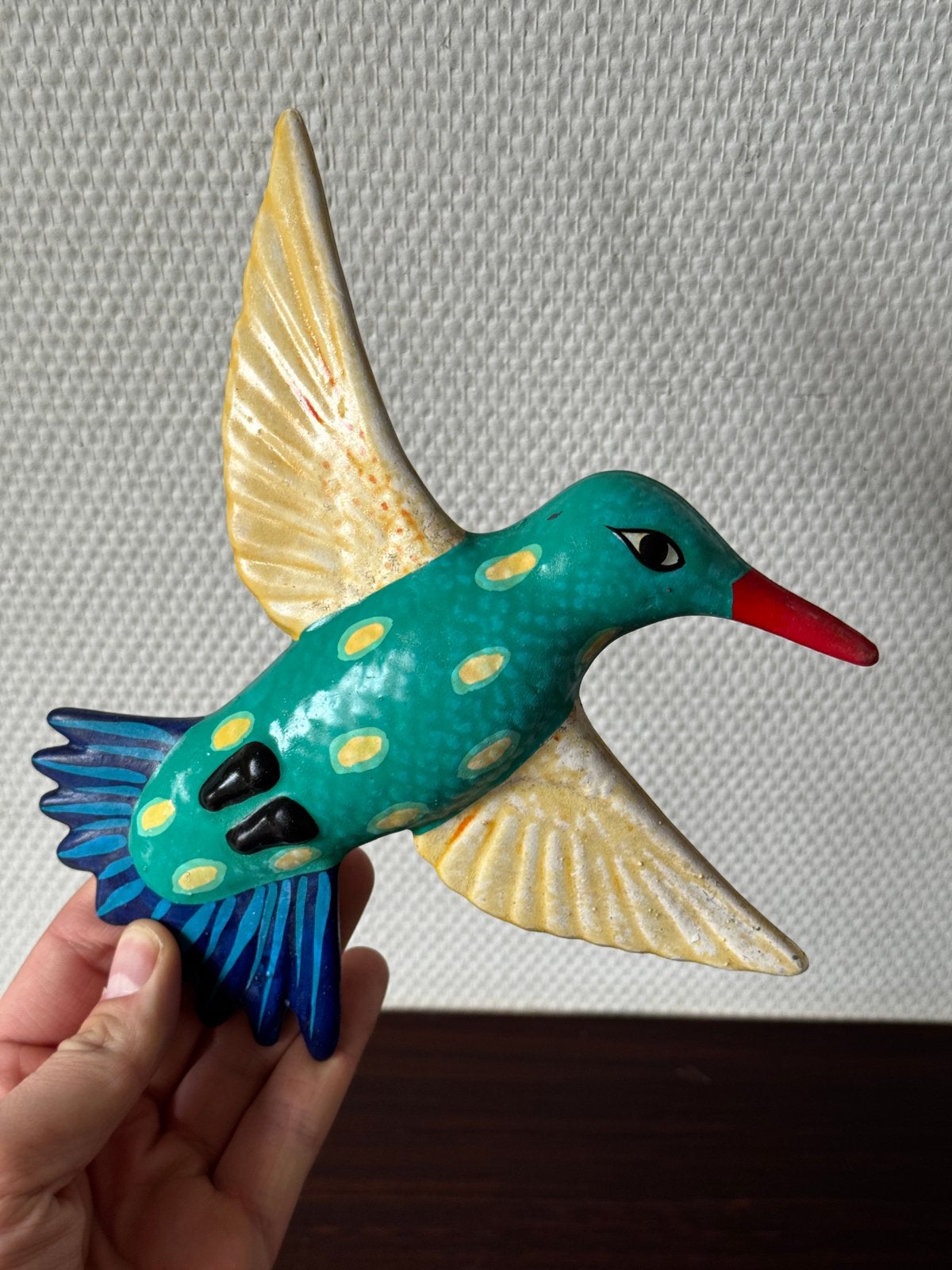Vintage Keramieken Wandvogel, Vogel, Kolibrie Decoratie, Huis en Inrichting, Ophalen of Verzenden, Gebruikt, Steen/keramiek, Wandsculptuur