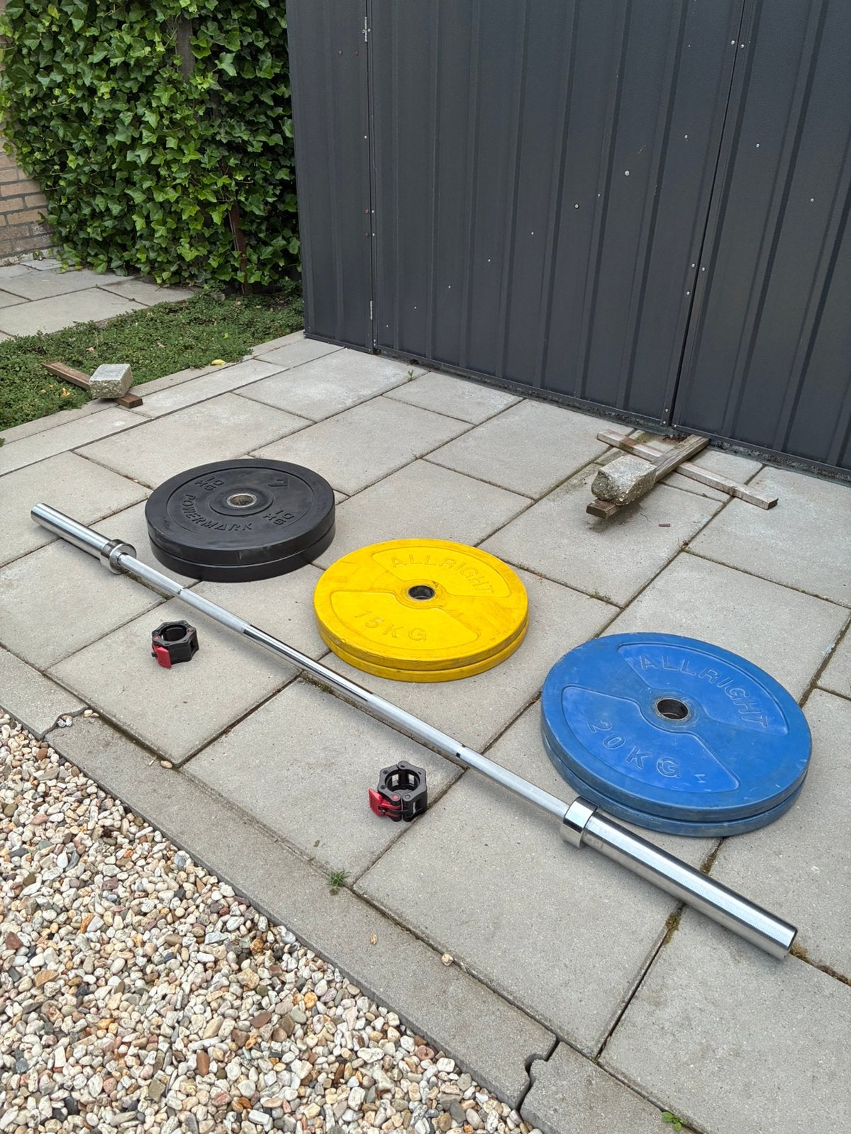 105kg olympische halterset | 50mm bumperplates + bar / stang, Ophalen of Verzenden, Zo goed als nieuw, Halterset