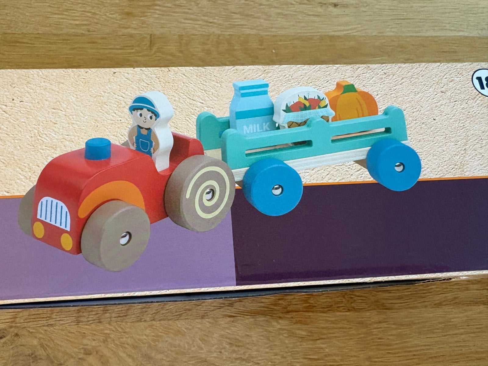 Houten Tractor met Kar - Playing Kids - nieuw, Ophalen, Nieuw, Duw- of Trekspeelgoed
