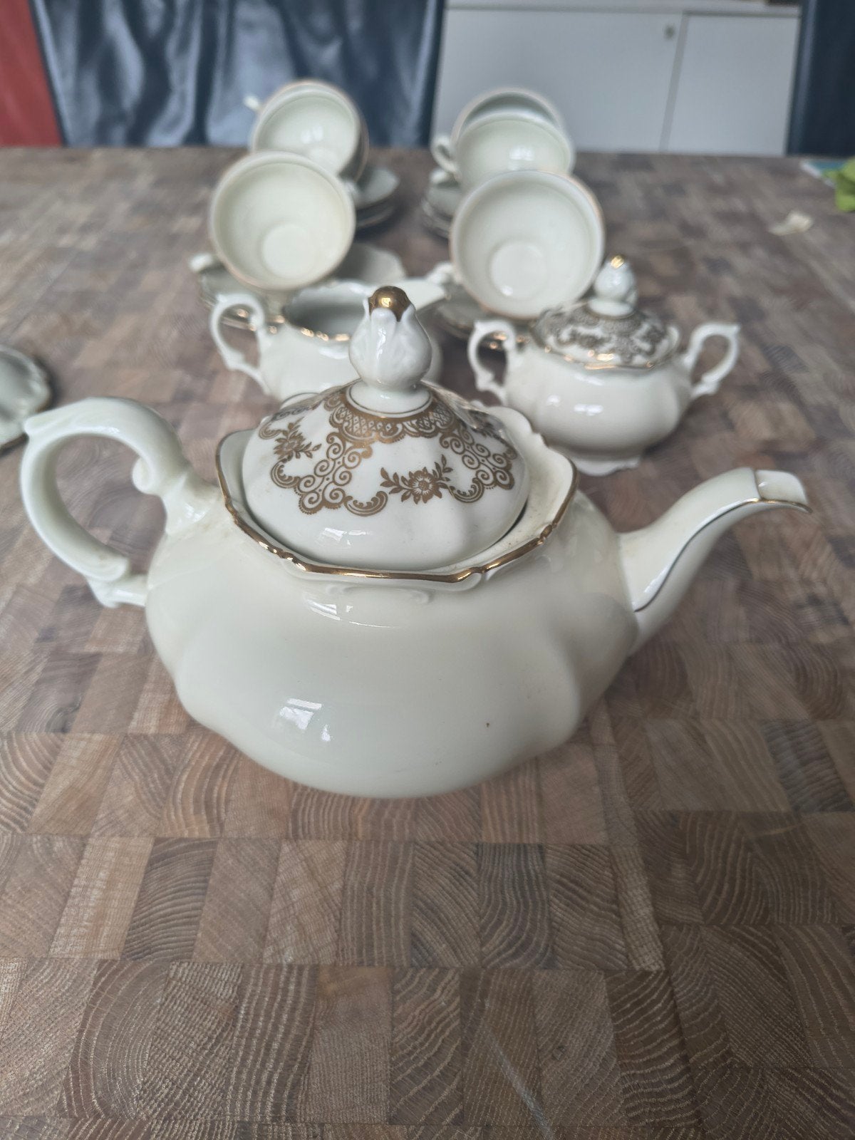 Vintage Mitterteich Bavaria Theeservies met Gouden Details, Ophalen of Verzenden