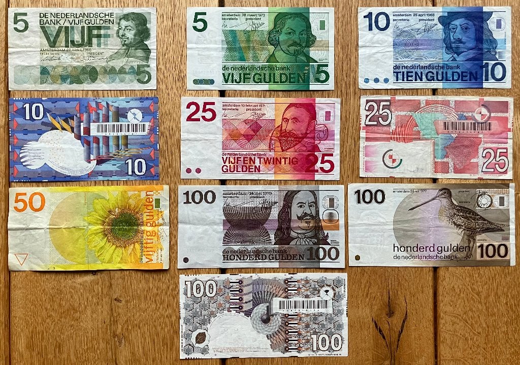 groot setje Nederlandse biljetten van NLG 5 t/m NLG 100, Postzegels en Munten, Ophalen, 100 gulden, Setje