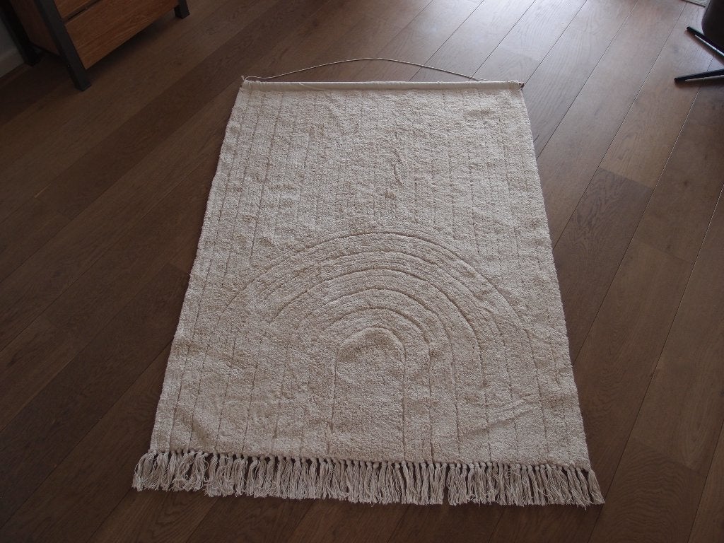 Nieuw erg mooi luxe trendy wand tapijt 124 x 176 cm, Huis en Inrichting, Ophalen, 100 tot 150 cm, Nieuw, Crème