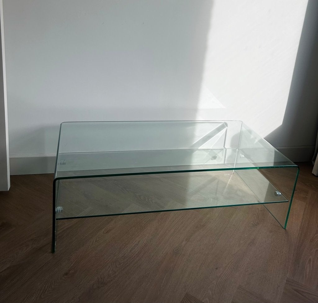Glazen / glas salontafel, Ophalen, 100 tot 150 cm, 50 tot 100 cm, Glas