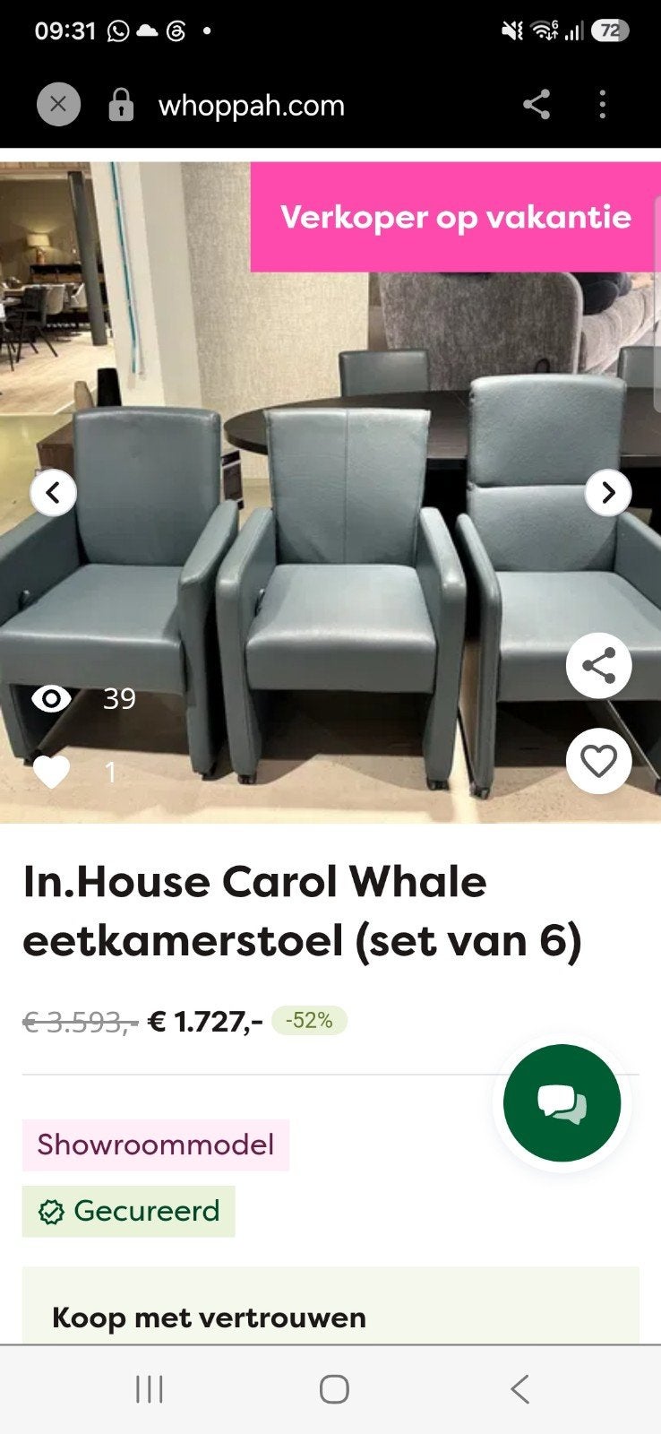 6 Eetkamerstoelen met verstelbare rugleuning, Huis en Inrichting, Stoelen, Ophalen, Gebruikt, Overige kleuren, Leer