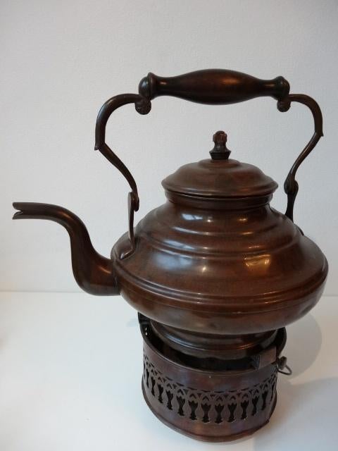 Antieke appelketel met stoof, roodkoper, zeer mooi!, Antiek en Kunst, Ophalen of Verzenden, Koper