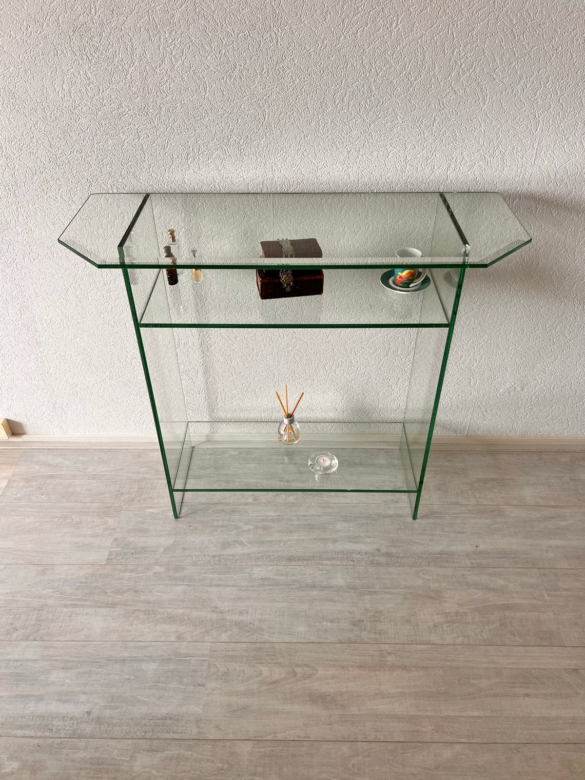 Glazen console tafel met twee planken, Ophalen, Zo goed als nieuw
