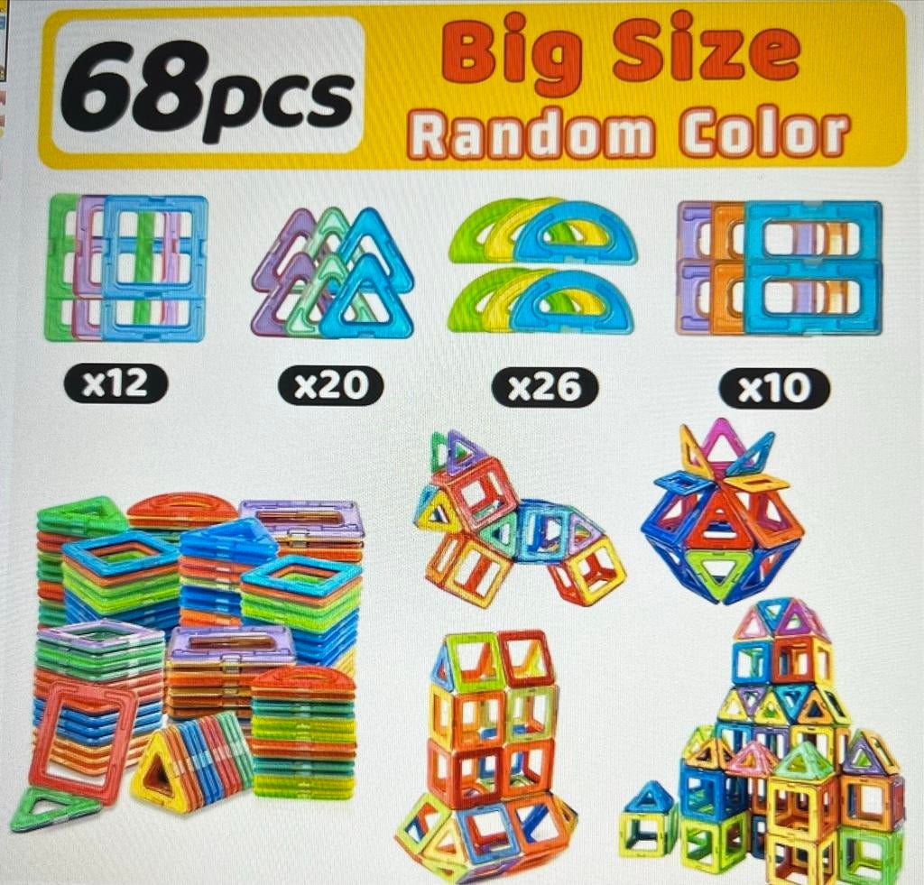 Magnetische bouwstenen speelgoed 68 stuks, Kinderen en Baby's, Speelgoed | Educatief en Creatief, Nieuw, Bouwen, Ophalen of Verzenden