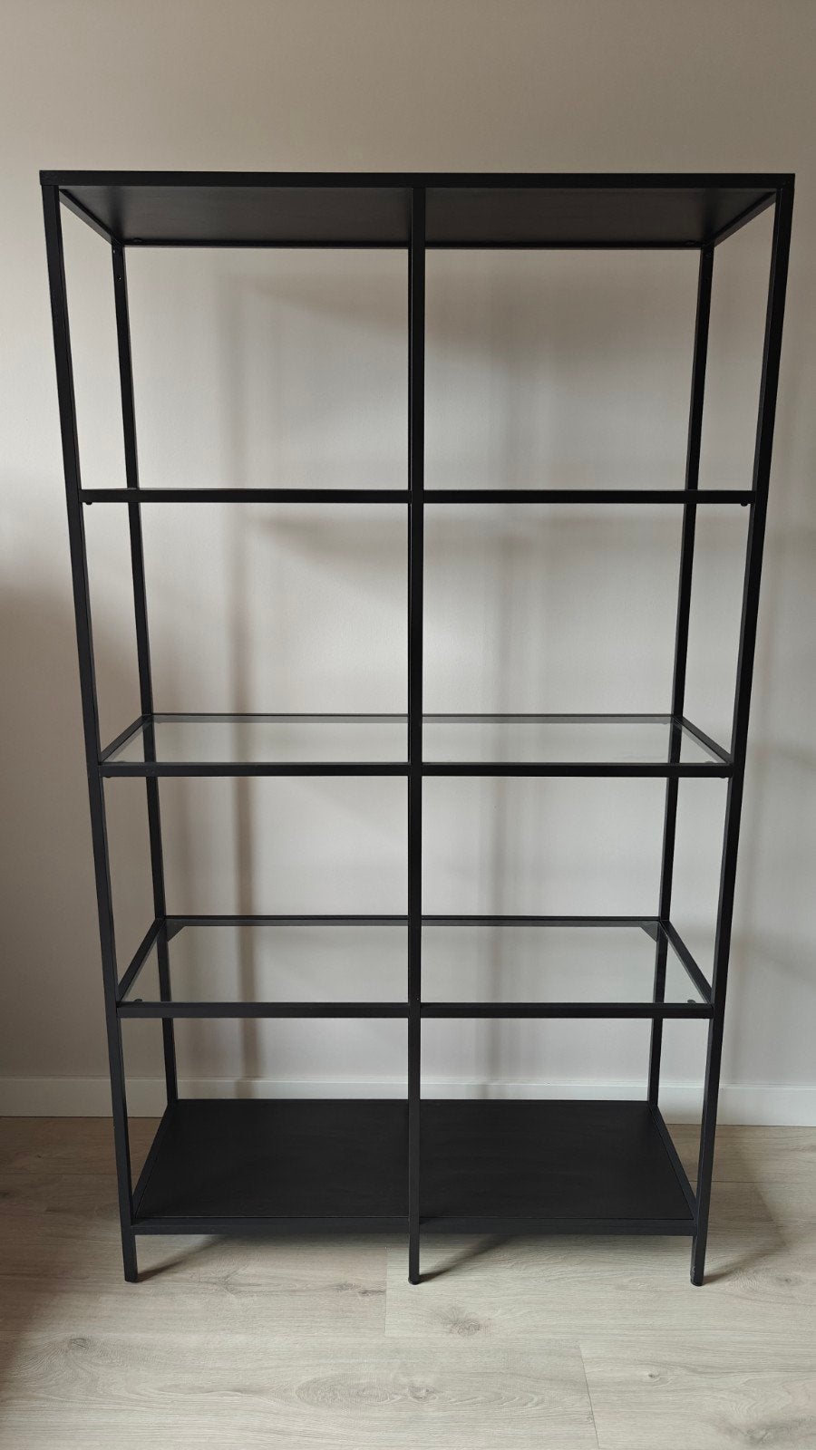 IKEA Vittsjo stellingkast zwart metaal + glas, Ophalen, Gebruikt, 50 tot 100 cm, Glas