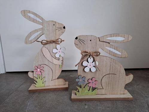 Pasen,Paashaas,houten hazen,houten konijnen,decoratie,, Ophalen of Verzenden, Nieuw