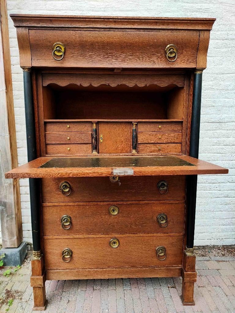 antieke kast, Hollandse Empire secretaire kast, Antiek en Kunst, Antiek | Meubels | Kasten, Ophalen