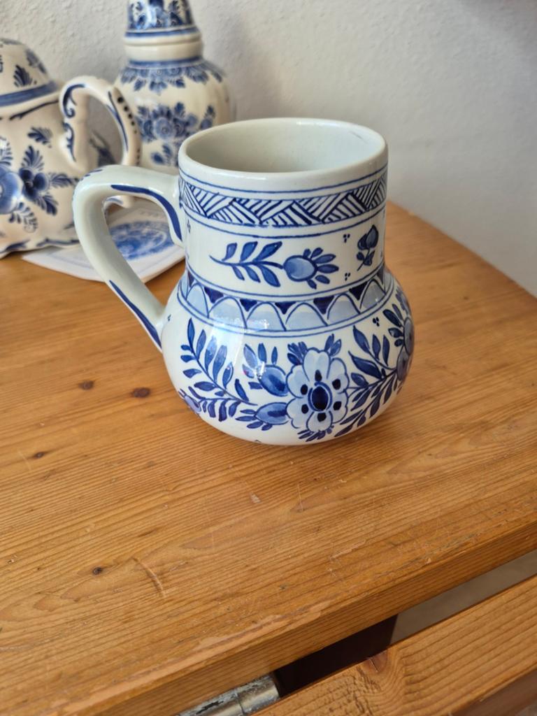 Oude antieke Delfts blauwe mok beker, Antiek en Kunst, Ophalen of Verzenden