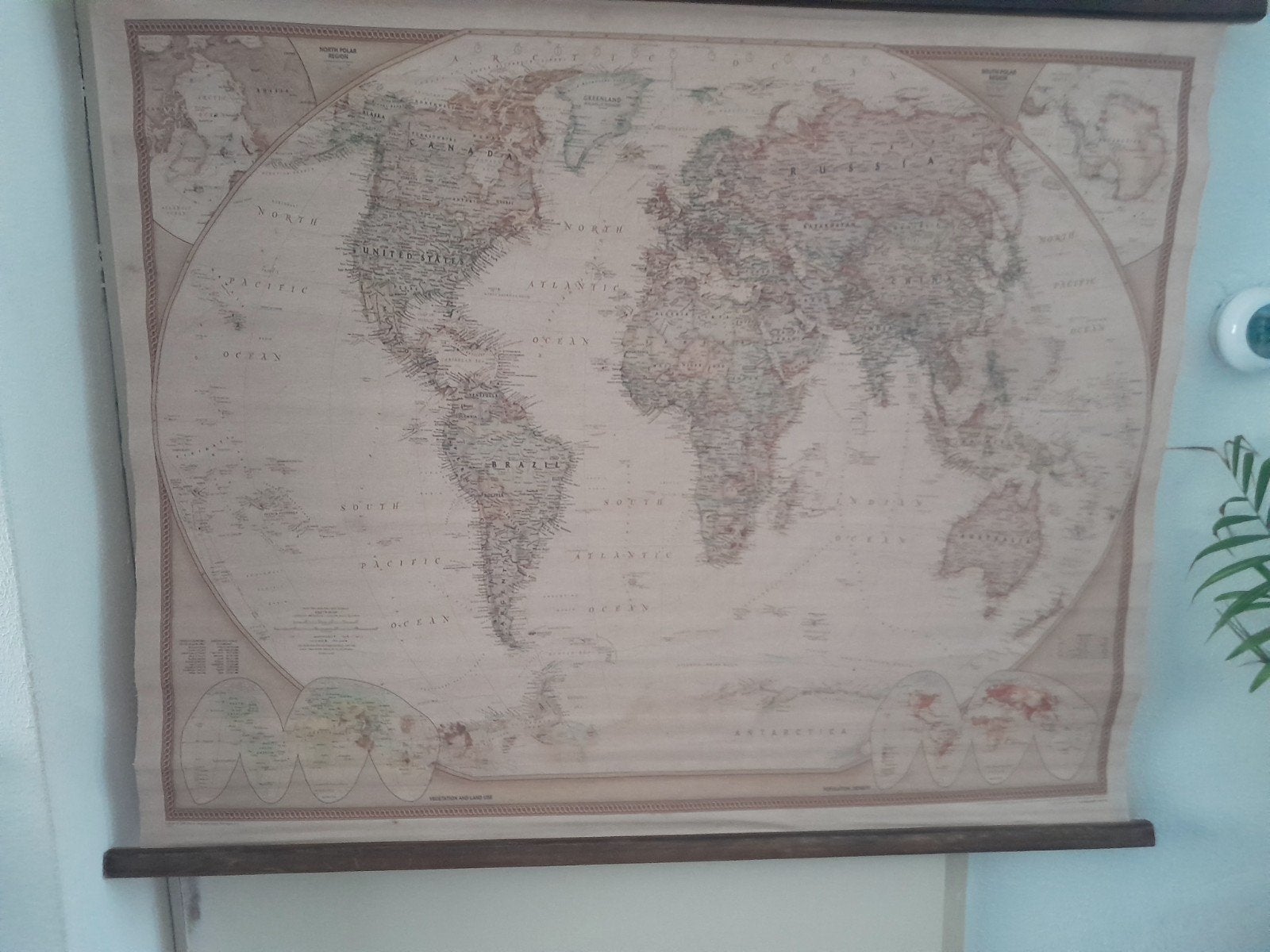 Oude wereldlandkaart op doek, Ophalen of Verzenden