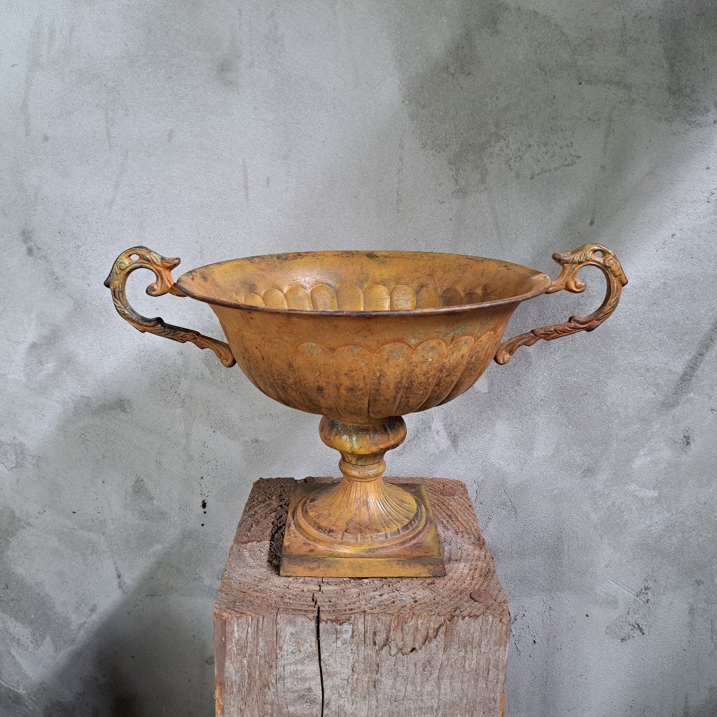 Landelijke brocante koperen vaas pot met oren *Etage3*, Huis en Inrichting, Woonaccessoires | Overige, ., Ophalen of Verzenden