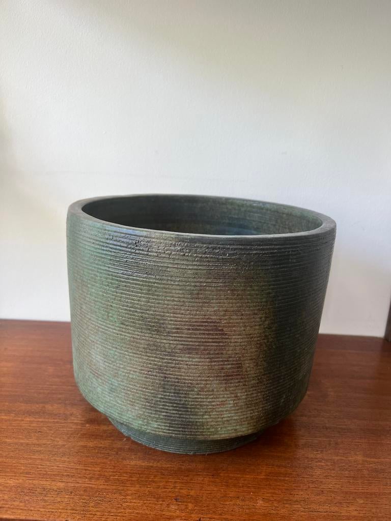 XL Vintage bloempot groen, Ophalen, Rond, Zo goed als nieuw, Aardewerk