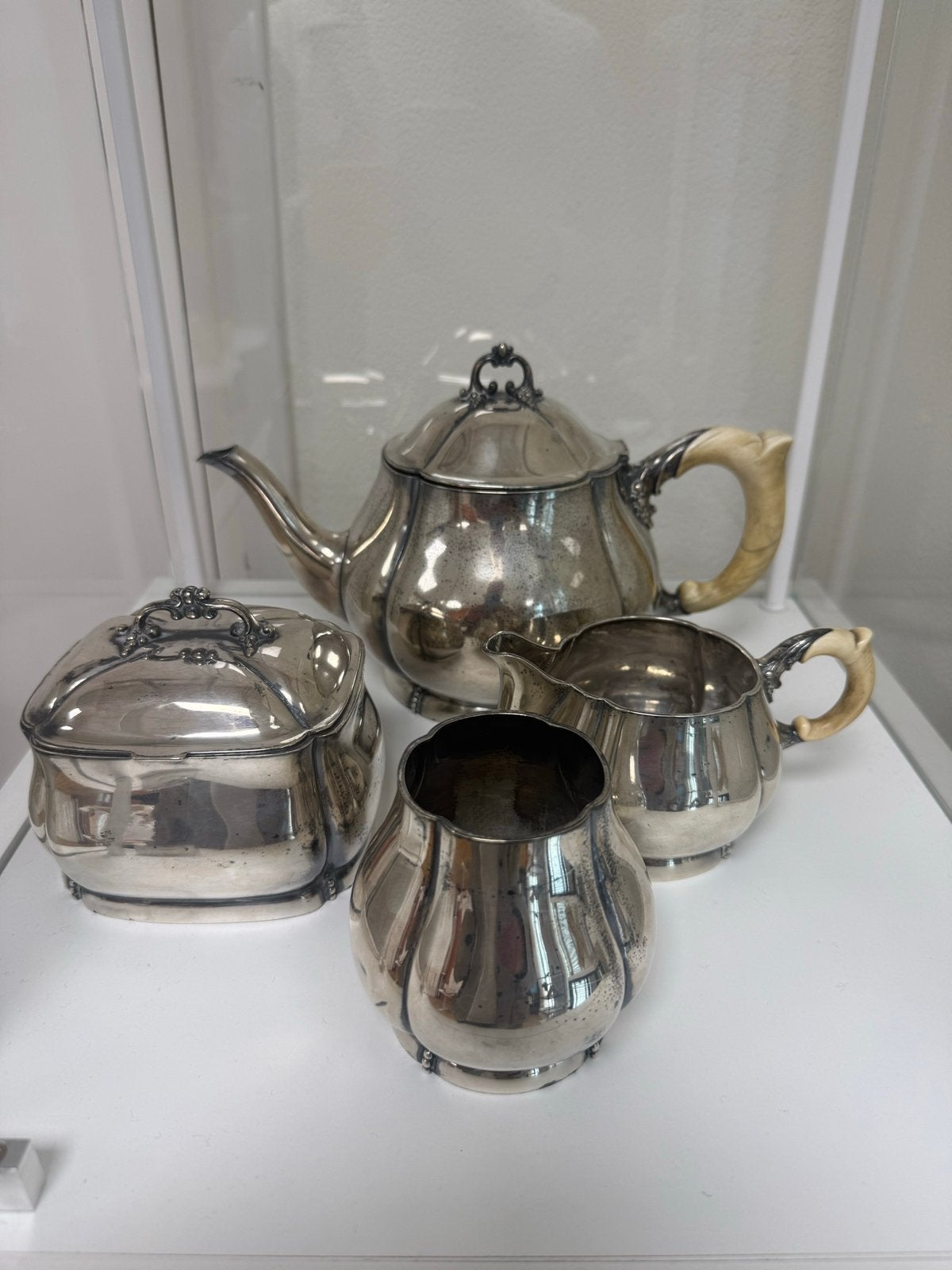 Puur zilveren servies 4 delig roelof citroen 19e eeuw ivoor, Ophalen of Verzenden