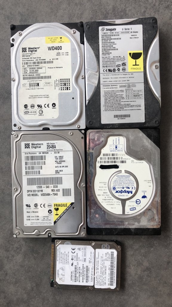Set van 5 Vintage IDE Harde Schijven (o.a. WD/Seagate), Computers en Software, Intern, Gebruikt, HDD, IDE