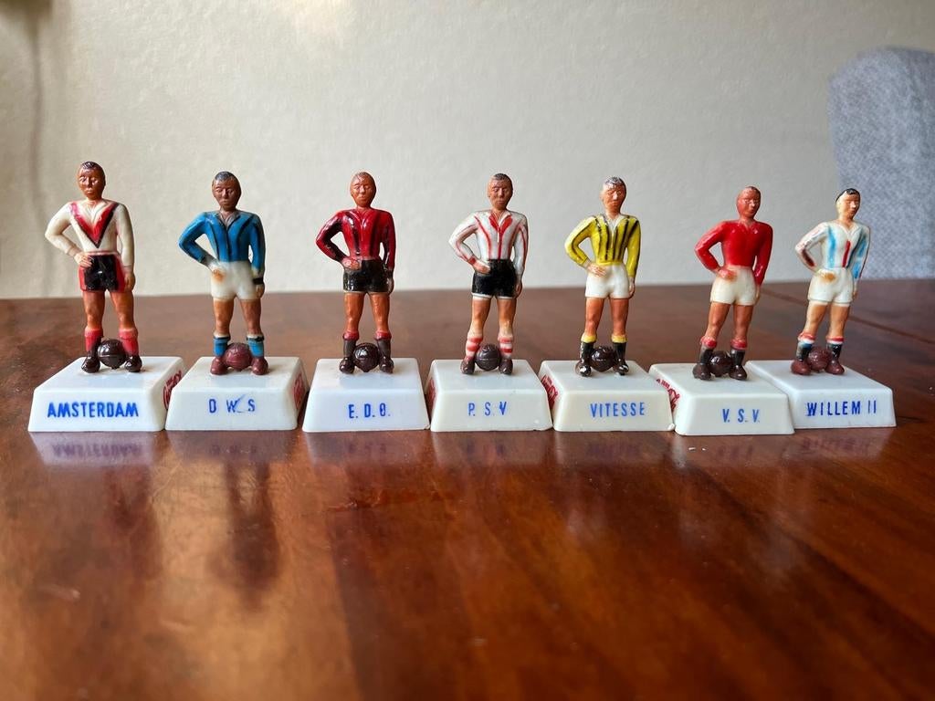6! Coca Cola miniatuurvoetballers miniatuur voetballertjes, Ophalen of Verzenden, Gebruikt