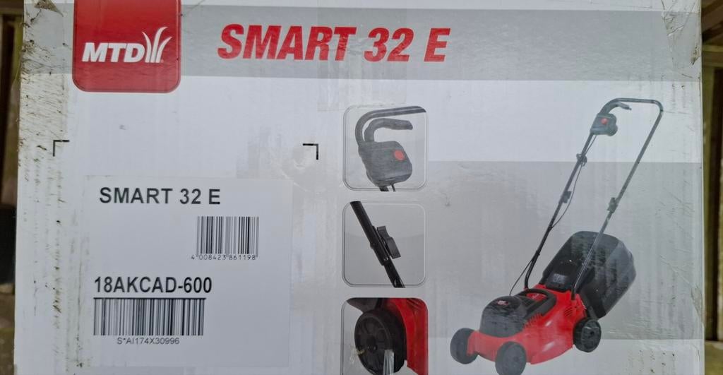 Nieuwe MTD Smart 32 E grasmaaier in doos, Tuin en Terras, Grasmaaiers, Nieuw, Elektrische grasmaaier, 30 t/m 39 cm, Cirkelmaaier