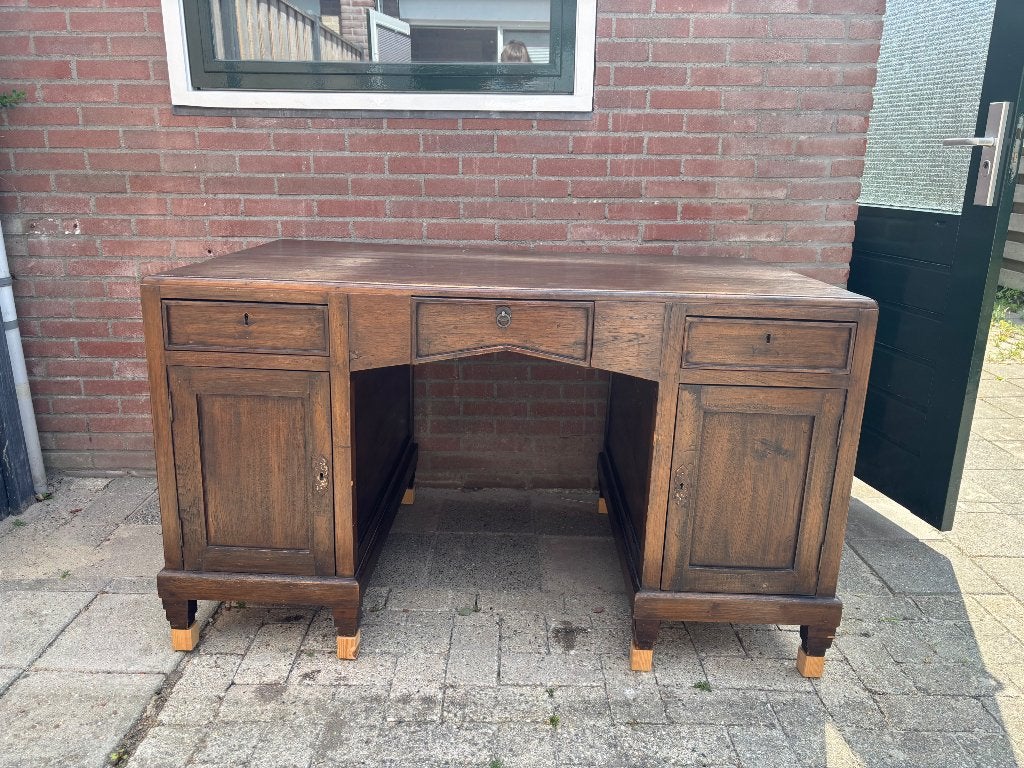 Houten bureau, Huis en Inrichting, Bureaus, Ophalen, Gebruikt, Bruin, 140 cm