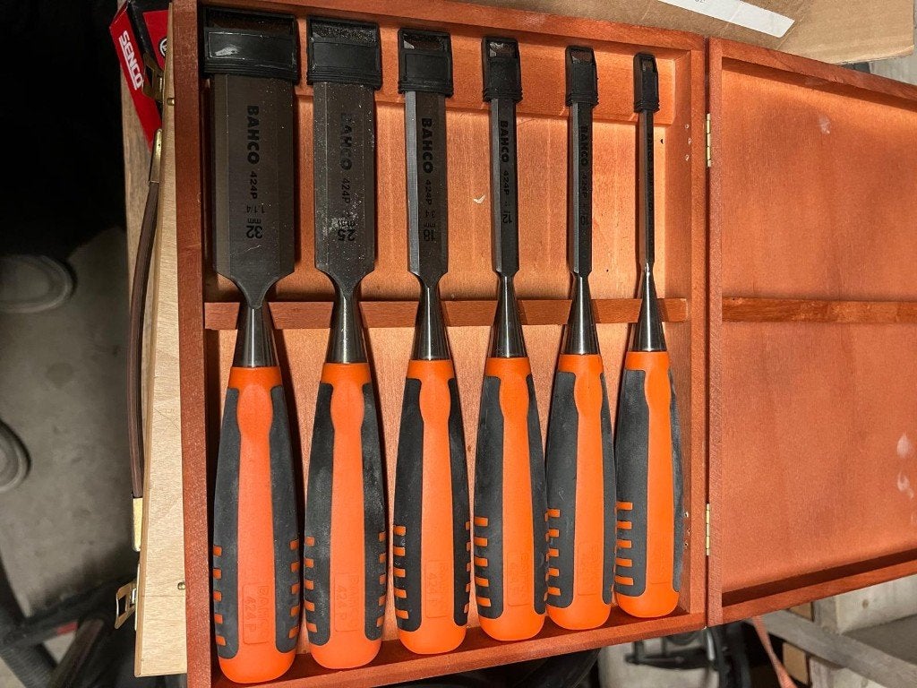 Bahco 424P Steekbeitelset (6-delig) + Houten Kist, Ophalen of Verzenden, Zo goed als nieuw, Beitel, Overige merken