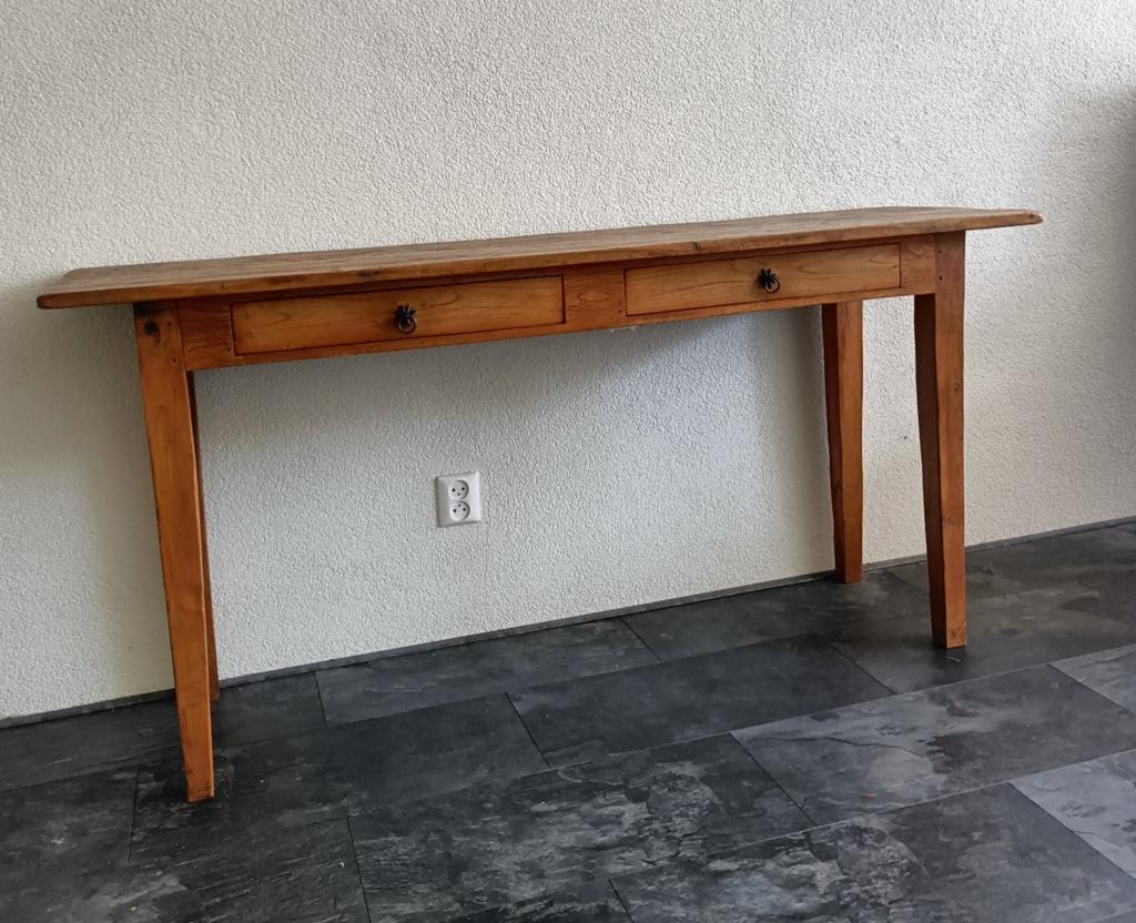 Rustieke Teakhouten sidetable met 2 lades, Ophalen of Verzenden