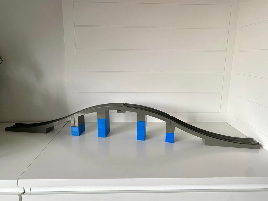 Lego Duplo Treinbrug met blauwe blokken, Ophalen of Verzenden, Zo goed als nieuw, Compleet, Duplo