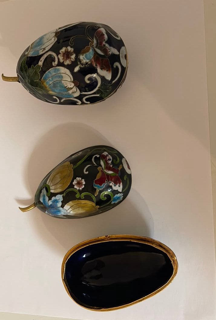 Twee antieke Cloisonné eieren, Ophalen of Verzenden