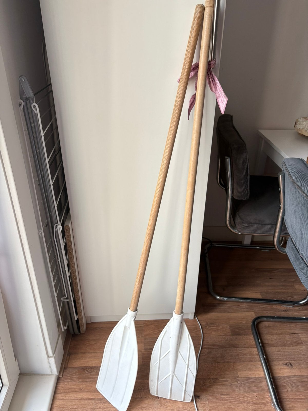 2 houten peddels / roeispanen met kunststof blad, Ophalen, Zo goed als nieuw, Overige typen