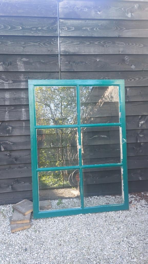 2 Hardhouten ramen (120x152 cm) - Ideaal als windscherm, Gevelraam of Ruit, Gebruikt, 120 tot 160 cm, Ophalen of Verzenden