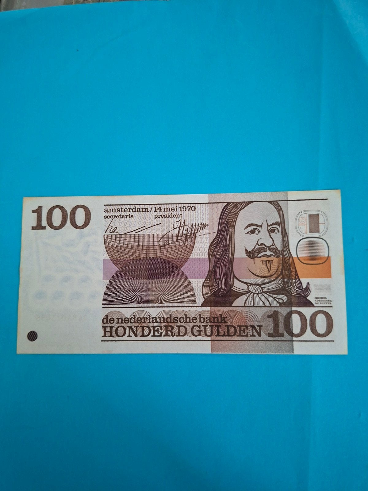 100 Gulden Michiel de Ruyter 1970 in AUNC, Ophalen of Verzenden, 100 gulden, Los biljet