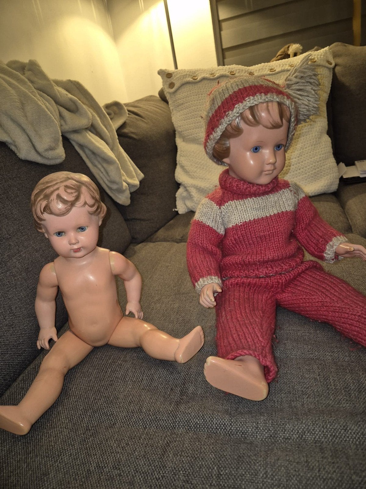 Set van 2 vintage Schildkröt / Schildpad poppen – Jaren 50, Ophalen of Verzenden, Gebruikt, Pop